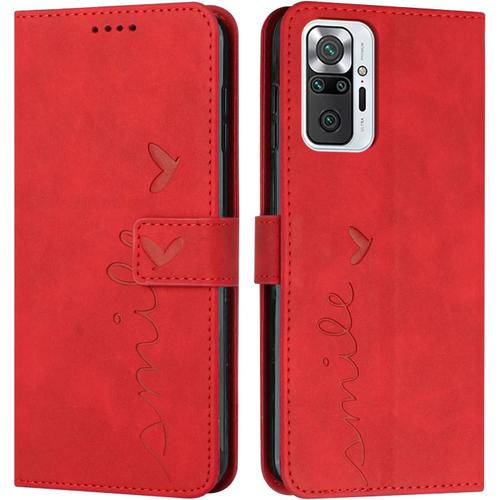 Coque Pour Xiaomi Redmi Note 10 Pro/Note 10 Pro Max, Étui Housse En Cuir Pu Magnetique [Pochette De Portefeuille], Etui De Protection Pour Xiaomi Redmi Note 10 Pro/Note 10 Pro Max (#Rouge)