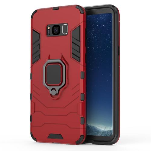 Saturcase Coque Pour Samsung Galaxy S8 Plus, Bague Béquille Hybride 2 En 1 [Pc & Silicone] Double Couche Pare-Chocs Antichoc Protecteur Housse Étui Coque Pour Samsung Galaxy S8 Plus (Rouge)