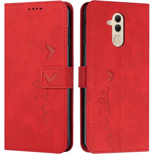 Coque Pour Huawei Mate 20 Lite, Étui Housse En Cuir Pu Premium Huawei Mate 20 Lite, Magnetique Flip [Pochette De Portefeuille], Etui De Protection Pour Huawei Mate 20 Lite (#Rouge)