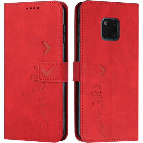 Coque Pour Huawei Mate 20 Pro, Étui Housse En Cuir Pu Premium Huawei Mate 20 Pro, Magnetique Flip [Pochette De Portefeuille], Etui De Protection Pour Huawei Mate 20 Pro (#Rouge)