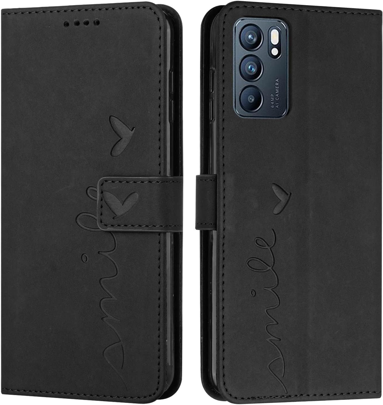 Coque Pour Oppo Reno 6 5g, Étui Housse En Cuir Pu Premium Oppo Reno 6 5g, Magnetique Flip [Pochette De Portefeuille], Etui De Protection Pour Oppo Reno 6 5g (#Noir)