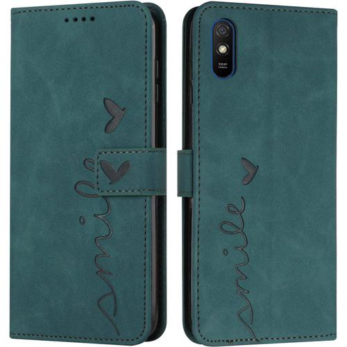 Coque Pour Xiaomi Redmi 9a / 9i / 9at, Étui Housse En Cuir Pu Premium Redmi 9a/9i/9at, Magnetique Flip [Pochette De Portefeuille], Etui De Protection Pour Xiaomi Redmi 9a / 9i / 9at (Vert)