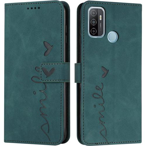 Coque Pour Oppo A53 4g / A32 4g / A53s / A33 4g, Étui Housse En Cuir Pu Oppo A53 4g / A32 4g, Magnetique Flip [Pochette De Portefeuille], Etui De Protection Pour Oppo A53s / A33 4g (Vert)