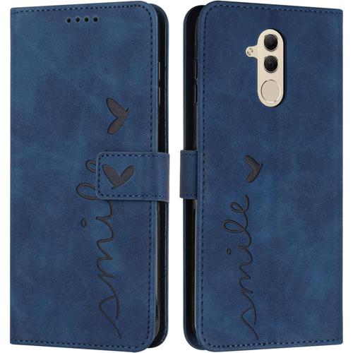 Coque Pour Huawei Mate 20 Lite, Étui Housse En Cuir Pu Premium Huawei Mate 20 Lite, Magnetique Flip [Pochette De Portefeuille], Etui De Protection Pour Huawei Mate 20 Lite (Bleu)