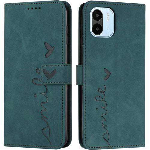 Coque Pour Xiaomi Redmi A1, Étui Housse En Cuir Pu Premium Xiaomi Redmi A1, Magnetique Flip [Pochette De Portefeuille], Etui De Protection Pour Xiaomi Redmi A1 (Vert)