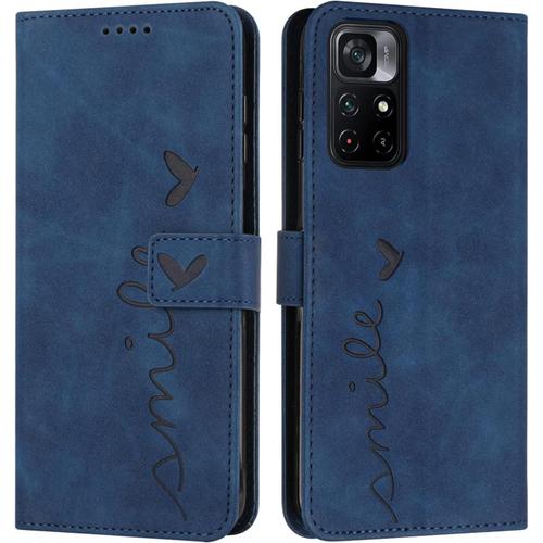 Coque Pour Xiaomi Redmi Note 11 / Note 11s, Étui Housse En Cuir Pu Redmi Note 11 / Note 11s, Magnetique [Pochette De Portefeuille], Etui De Protection Pour Redmi Note 11 / Note 11s (Bleu)