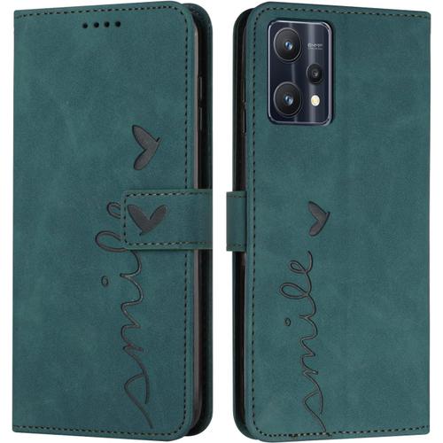 Coque Pour Oppo Realme 9 Pro / V25 / Realme 9 5g, Étui Housse En Cuir Pu, Magnetique Flip [Pochette De Portefeuille], Etui De Protection Pour Oppo Realme 9 Pro / V25 / Realme 9 5g (Vert)