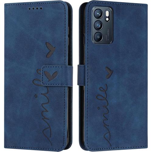 Coque Pour Oppo Reno 6 5g, Étui Housse En Cuir Pu Premium Oppo Reno 6 5g, Magnetique Flip [Pochette De Portefeuille], Etui De Protection Pour Oppo Reno 6 5g (Bleu)