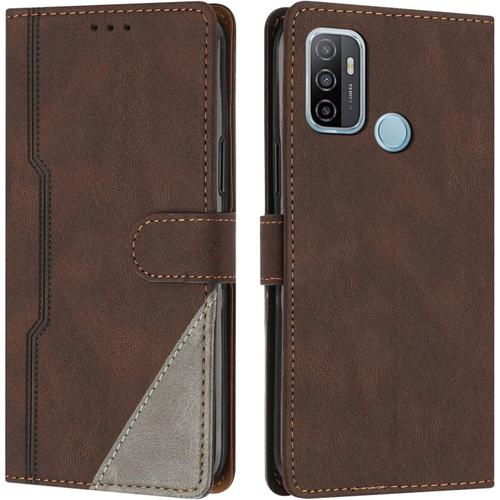 Coque Pour Oppo A53 2020 4g/A32 2020 4g/A53s 4g/A33 2020 4g/A11s, Housse Etui Cuir Multifonction, Fermeture Magnétique À Clapet [Fonction Support] Compatible Avec Oppo A53 2020 4g (Marron)