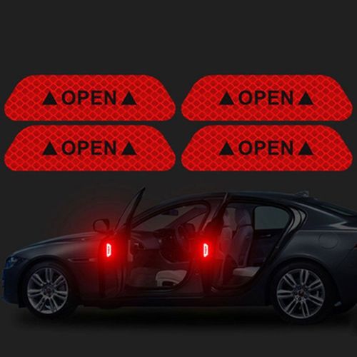 Autocollants Réfléchissants Pour Marques D'avertissement De Voiture,4 Pièces,Pour Honda,Vision,Nissan,Juke,Citroën,Berlingo,Volkswagen,Transporter T5,Ford - Type Red