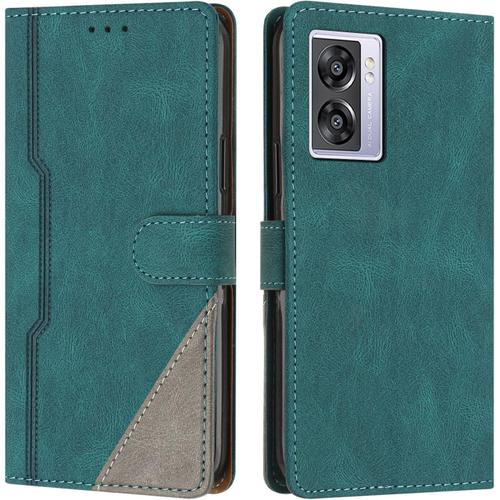 Coque Pour Oppo A57 5g 2022/A77 5g/A57 4g 2022/A57s 4g/A77 4g, Housse Etui Cuir Multifonction, Fermeture Magnétique À Clapet [Fonction Support] Compatible Avec Oppo A57 5g 2022 (Vert)