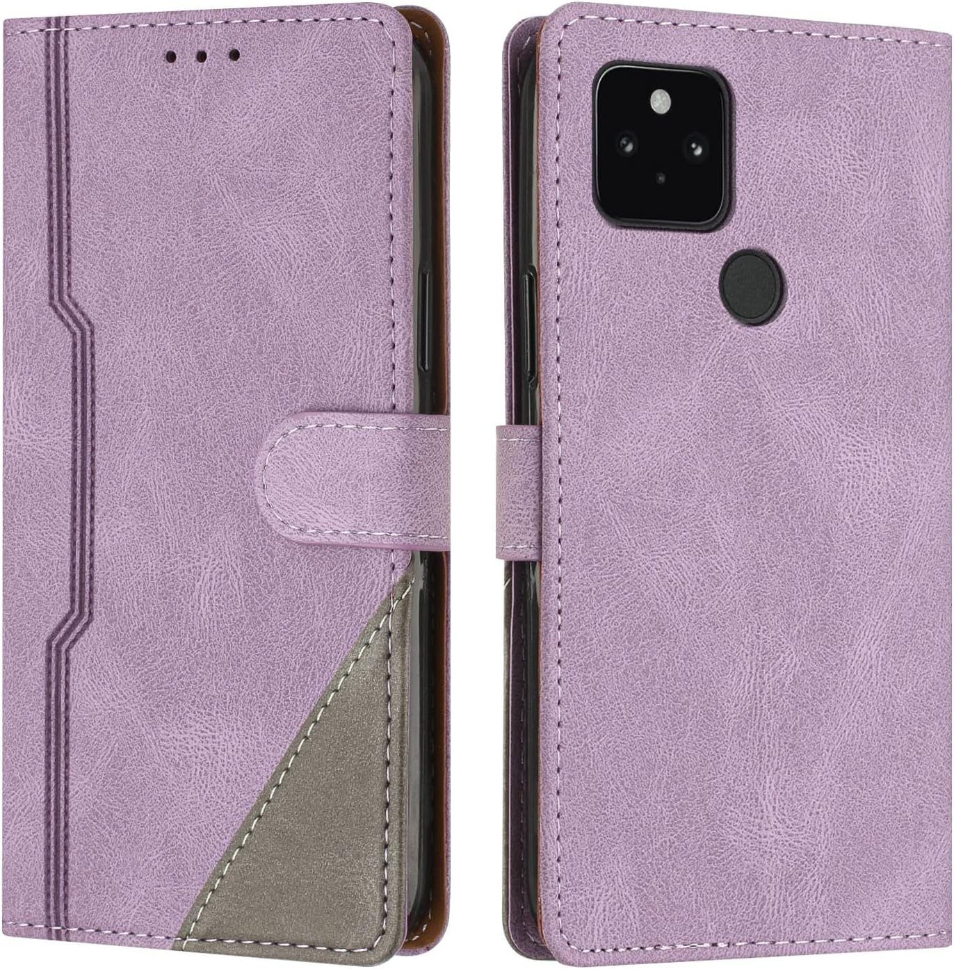 Coque Pour Google Pixel 5a, Housse Etui Portefeuille Cuir Multifonction, Fermeture Magnétique À Clapet Anti-Choc [Fonction Support] Flip Case Compatible Avec Google Pixel 5a (Pourpre)