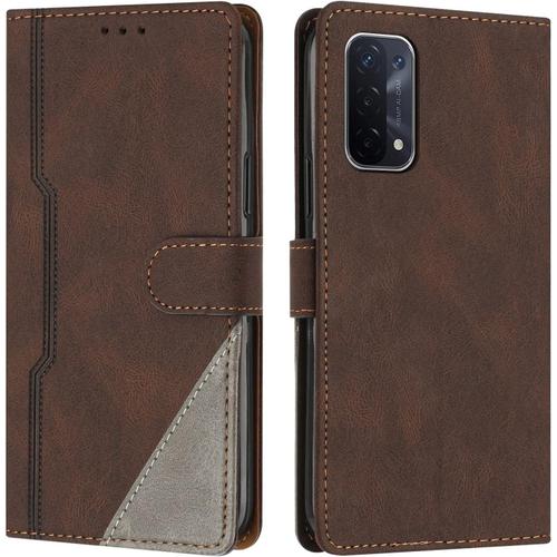 Coque Pour Oppo A54 5g / A74 5g / A93 5g, Housse Etui Portefeuille Cuir Multifonction, Fermeture Magnétique À Clapet [Fonction Support] Flip Case Compatible Avec Oppo A54 5g (Marron)