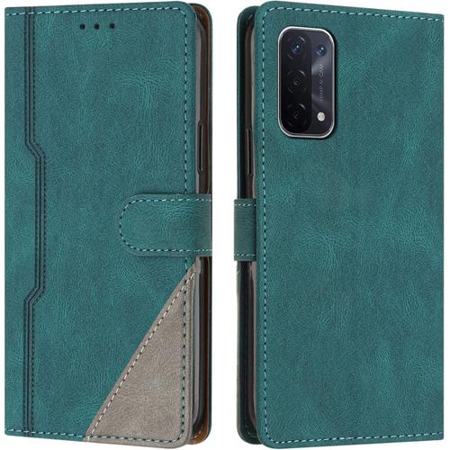 Coque Pour Oppo A54 5g / A74 5g / A93 5g, Housse Etui Portefeuille Cuir Multifonction, Fermeture Magnétique À Clapet [Fonction Support] Flip Case Compatible Avec Oppo A54 5g (Vert)