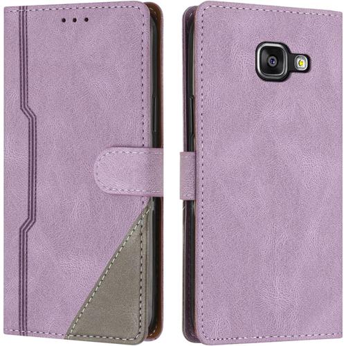 Coque Pour Samsung Galaxy J310/J3 2016/J3, Housse Etui Portefeuille Cuir Multifonction, Fermeture Magnétique À Clapet [Fonction Support] Flip Case Compatible Avec Samsung J310/J3 2016 (Pourpre)