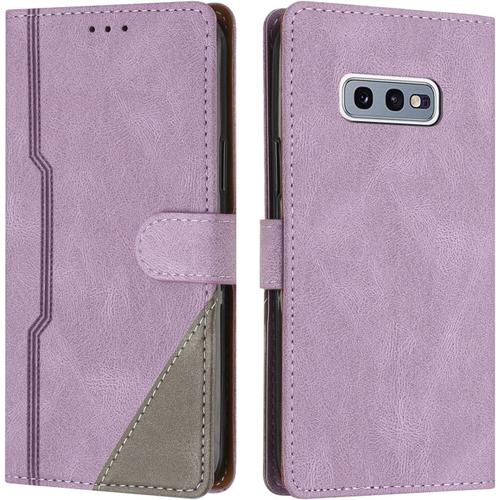 Coque Pour Samsung Galaxy S10e, Housse Etui Portefeuille Cuir Multifonction, Fermeture Magnétique À Clapet Anti-Choc [Fonction Support] Flip Case Compatible Avec Samsung Galaxy S10e (Pourpre)