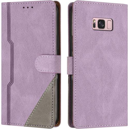 Coque Pour Samsung Galaxy S8 Plus / S8+, Housse Etui Portefeuille Cuir Multifonction, Fermeture Magnétique À Clapet [Fonction Support] Flip Compatible Avec Samsung Galaxy S8 Plus / S8+ (Pourpre)