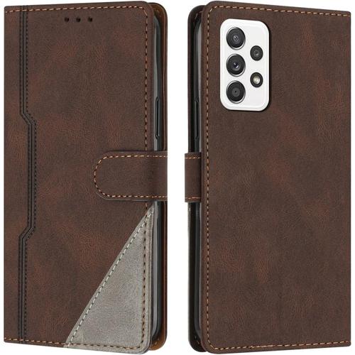 Coque Pour Samsung Galaxy A53 5g, Housse Etui Portefeuille Cuir Multifonction, Fermeture Magnétique À Clapet Anti-Choc [Fonction Support] Flip Case Compatible Avec Samsung Galaxy A53 5g (Marron)