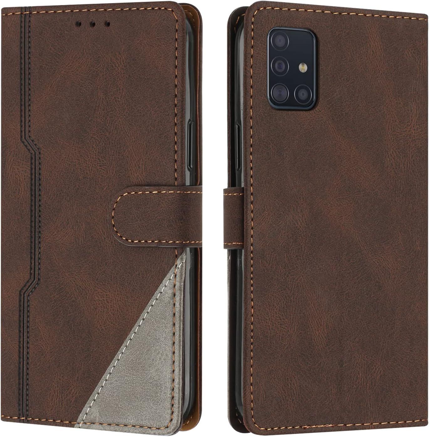 Coque Pour Samsung Galaxy A71 4g, Housse Etui Portefeuille Cuir Multifonction, Fermeture Magnétique À Clapet Anti-Choc [Fonction Support] Flip Case Compatible Avec Samsung Galaxy A71 4g (Marron)