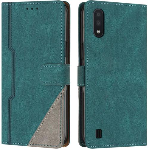 Coque Pour Samsung Galaxy A10 / M10, Housse Etui Portefeuille Cuir Multifonction, Fermeture Magnétique À Clapet Anti-Choc [Fonction Support] Flip Case Compatible Avec Samsung A10/M10 (Vert)