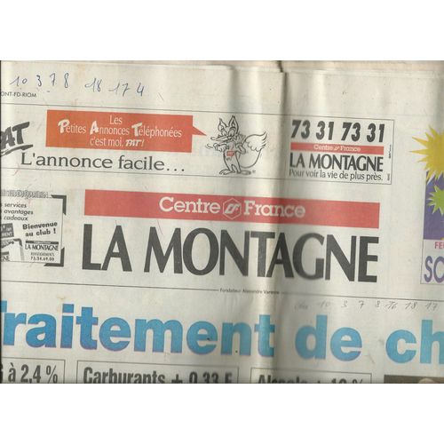 Journal La Montagne Du 11/05/1993 Garouste Et Bonetti Entrent Au Musée Mandet, Les Bogeymen, Article Sans Photo Vanessa Paradis , Les Betty Boop, Sang Contaminé Le Docteur Roux Accuse