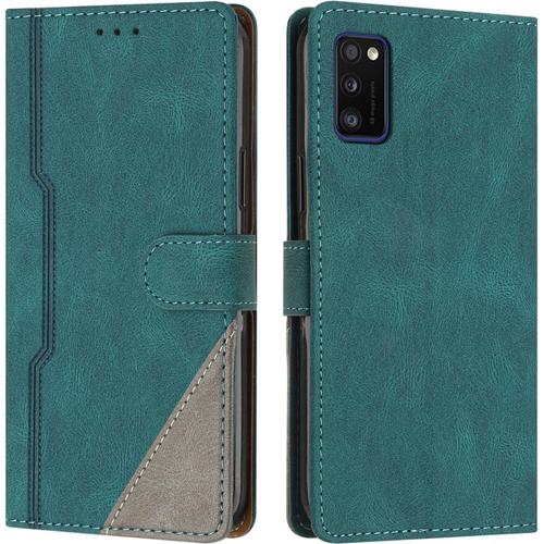 Coque Pour Samsung Galaxy A41, Housse Etui Portefeuille Cuir Multifonction, Fermeture Magnétique À Clapet Anti-Choc [Fonction Support] Flip Case Compatible Avec Samsung Galaxy A41 (Vert)