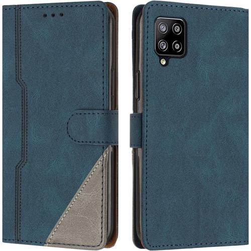 Coque Pour Samsung Galaxy A42 5g / M42 5g, Housse Etui Portefeuille Cuir Multifonction, Fermeture Magnétique À Clapet [Fonction Support] Flip Case Compatible Avec Samsung A42 5g (Bleu)