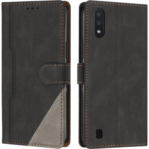 Coque Pour Samsung Galaxy A10 / M10, Housse Etui Portefeuille Cuir Multifonction, Fermeture Magnétique À Clapet Anti-Choc [Fonction Support] Flip Case Compatible Avec Samsung A10/M10 (Noir)