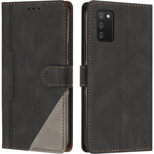 Coque Pour Samsung Galaxy A03s, Housse Etui Portefeuille Cuir Multifonction, Fermeture Magnétique À Clapet Anti-Choc [Fonction Support] Flip Case Compatible Avec Samsung Galaxy A03s (Noir)