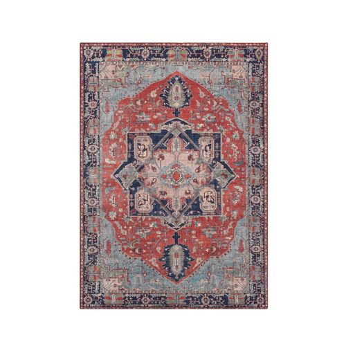 Vercai Rugs Collection Fenix - Tapis À Poils Ras - Carpet Moderne Avec Design Vintage - Chenille - Rouge Bleu - 80x150 Cm