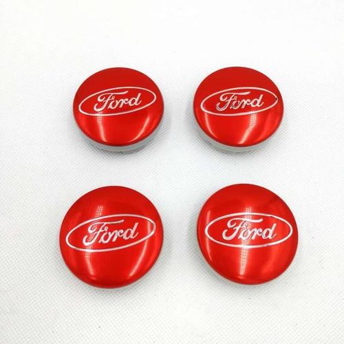 Ford, Lot De 4 Logo Ford 54mm Rouge Centre De Roue Cache Moyeu Jante Emblème Jantes Insigne