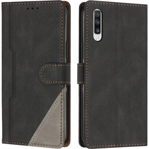 Coque Pour Samsung Galaxy A50/A50s/A30s, Housse Etui Portefeuille Cuir Multifonction, Fermeture Magnétique À Clapet [Fonction Support] Flip Case Compatible Avec Samsung A50/A50s/A30s (Noir)