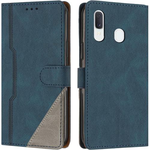 Coque Pour Samsung Galaxy A20e / A10e, Housse Etui Portefeuille Cuir Multifonction, Fermeture Magnétique À Clapet [Fonction Support] Flip Case Compatible Avec Samsung Galaxy A20e / A10e (Bleu)