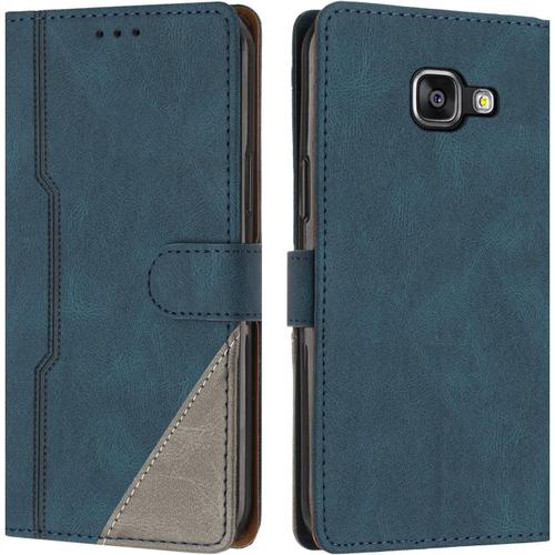 Coque Pour Samsung Galaxy J310/J3 2016/J3, Housse Etui Portefeuille Cuir Multifonction, Fermeture Magnétique À Clapet [Fonction Support] Flip Case Compatible Avec Samsung J310/J3 2016 (Bleu)