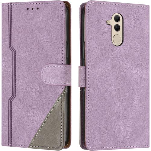 Coque Pour Huawei Mate 20 Lite, Housse Etui Portefeuille Cuir Multifonction, Fermeture Magnétique À Clapet Anti-Choc [Fonction Support] Flip Case Compatible Avec Huawei Mate 20 Lite (Pourpre)