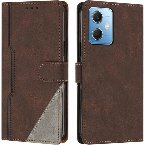 Coque Pour Xiaomi Redmi Note 12 5g / Poco X5 5g, Housse Etui Portefeuille Cuir Multifonction, Fermeture Magnétique À Clapet Anti-Choc Flip Case Compatible Avec Redmi Note 12 5g (Marron)