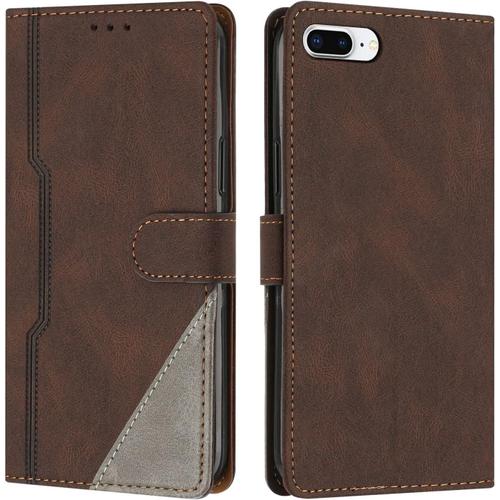 Coque Pour Iphone 6s Plus/Iphone 6 Plus (5,5 Pouces), Housse Etui Portefeuille Cuir Multifonction, Fermeture Magnétique À Clapet Anti-Choc Flip Case Pour Iphone 6s Plus/6 Plus (Marron)