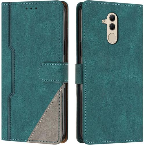 Coque Pour Huawei Mate 20 Lite, Housse Etui Portefeuille Cuir Multifonction, Fermeture Magnétique À Clapet Anti-Choc [Fonction Support] Flip Case Compatible Avec Huawei Mate 20 Lite (Vert)