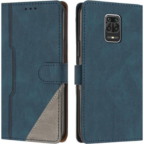 Coque Pour Xiaomi Redmi Note 9 Pro/Note 9 Pro Max/Note 9s, Housse Etui Portefeuille Cuir Multifonction, Fermeture Magnétique À Clapet Anti-Choc Flip Case Pour Redmi Note 9 Pro (Bleu)