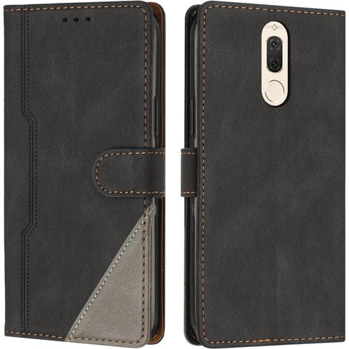 Coque Pour Huawei Mate 10 Lite/Nova 2i, Housse Etui Portefeuille Cuir Multifonction, Fermeture Magnétique À Clapet Anti-Choc Flip Case Compatible Avec Huawei Mate 10 Lite/Nova 2i (Noir)