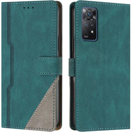 Coque Pour Xiaomi Redmi Note 11 Pro 4g/Note 11 Pro 5g/Note 11 Pro Plus, Housse Etui Portefeuille Cuir Multifonction, Fermeture Magnétique À Clapet Flip Case Pour Redmi Note 11 Pro 4g (Vert)