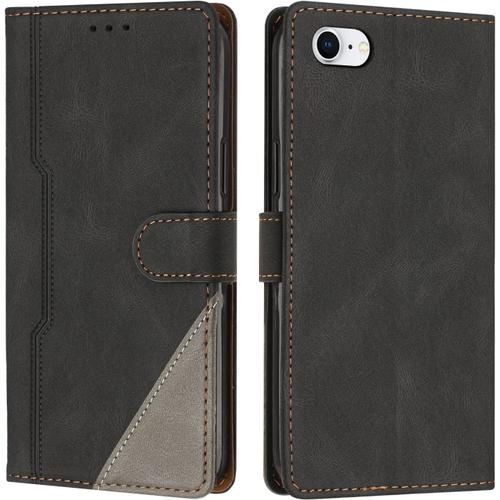 Coque Pour Iphone 6s / Iphone 6 (4,7 Pouces), Housse Etui Portefeuille Cuir Multifonction, Fermeture Magnétique À Clapet Anti-Choc [Fonction Support] Flip Case Pour Iphone 6s/6 (Noir)