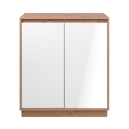 Petit Buffet 2 Portes L79 Cm - Chêne Artisan / Blanc Brillant