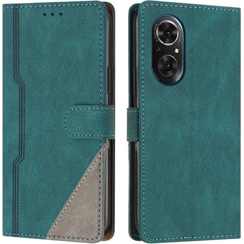 Coque Pour Huawei Honor 50 Se/Nova 9 Se 4g/Nova 9 Se 5g, Housse Etui Portefeuille Cuir Multifonction, Fermeture Magnétique À Clapet Anti-Choc Flip Case Compatible Avec Huawei Honor 50 Se (Vert)