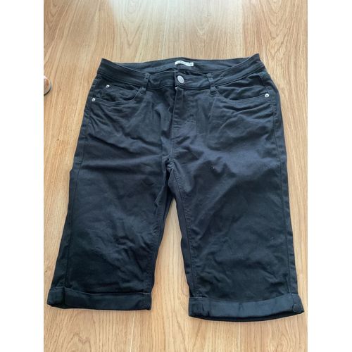 Bermuda Femme Coton Et Élasthane Noir Taille 40 Marque Gémo