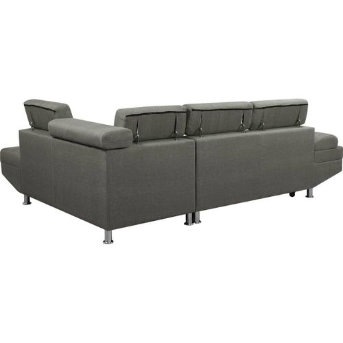 Canapé D'angle Sophia Luxe - 265 X 190.5 X 80/91 Cm - Gris - Angle Droit