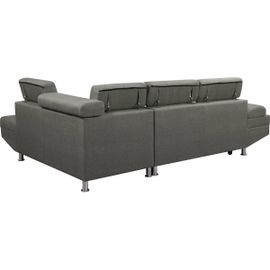 Canapé D'angle Sophia Luxe - 265 X 190.5 X 80/91 Cm - Gris - Angle Droit