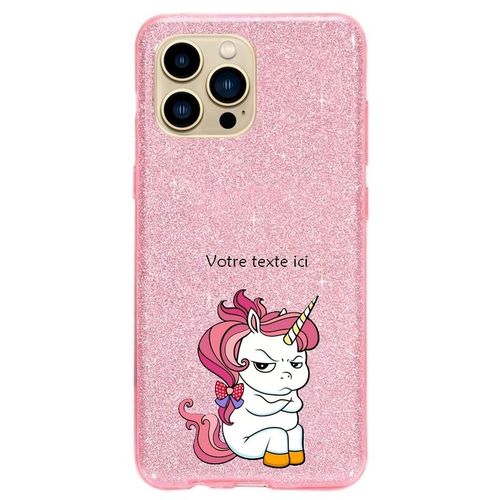 Coque Iphone 14 Pro Paillettes Rose Licorne Jveux Pas Personnalisee
