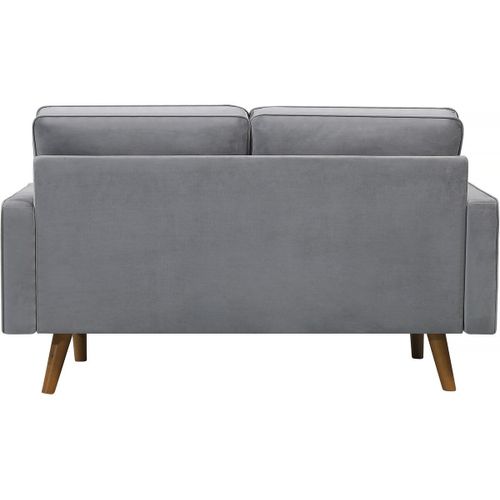 Canapé Fixe En Velours "Yannick" - 82 X 147 X 86 Cm - 2 Places - Gris Clair.