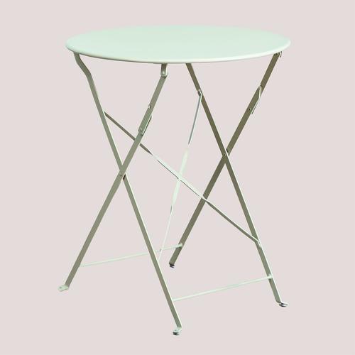 Table De Jardin Pliante Ronde En Acier (Ø59,5 Cm) Sergey Mousse De Céladon